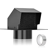Trivd Frol 4 Inch Roof Vent Cap, Heavy Duty Galvanized Steel Removable Roof Exhaust Vents for Houses, Home Ventilation System with Damper, Black