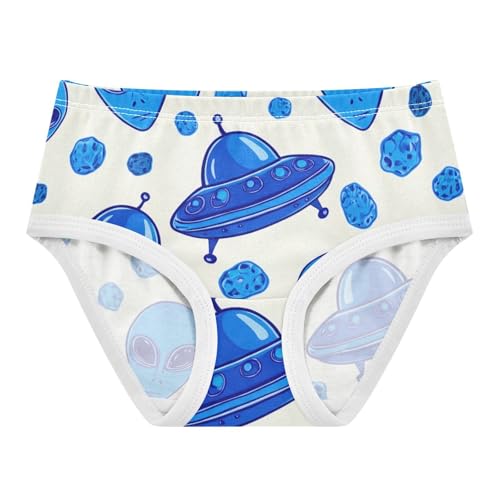 Designer Girls Underwear Toddlers 2t Cotton Girl Panties Cute Cartoon Blue Alien UFO White Underpants Briefs