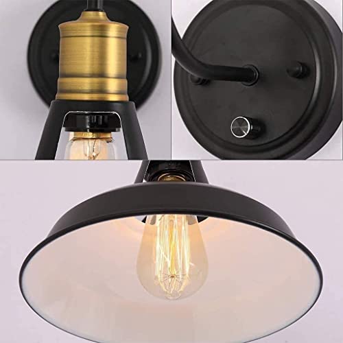 Lámparas retro LED de pared negras con enchufe e interruptor pack de 2 3