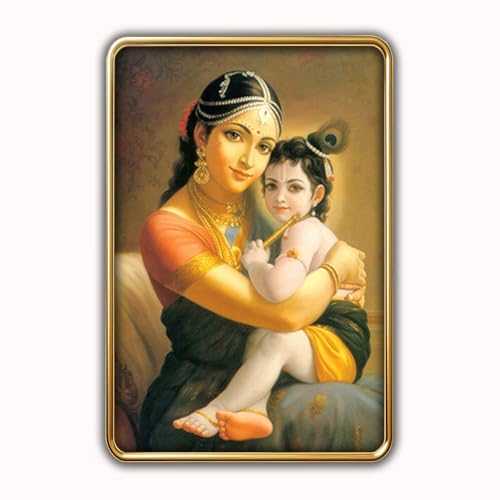Image of Dharvika Innovations Kanha Maa Yashoda WIth Bal Krishna photo frame for pregnant women with golden Slim, Sparkle Coated Lamination frame 1867 30 x 45 cm (Design 1)