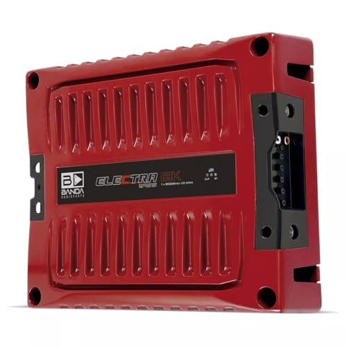 Electra 1-Ch. Vehicle Audio Bass Amp - 8800WRMS D Class High-Powered Mono Bass Amp w/Subsonic Filter & Low Pass Filter Stable @ 2Ohm, LED Indicators, Sound Specialization, Red - BANDA 8K82OHMRED