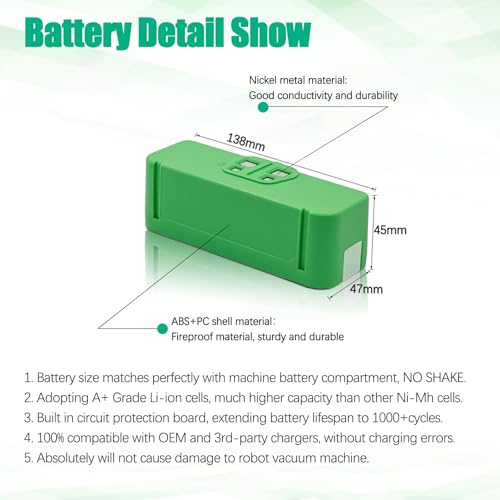 Image of Upgraded 6500mAh 14.4V Battery Compatible for iRobot Roomba 500 600 700 800 900 Series Robot Vacuum Battery Roomba 960 980 981 805 860 870 890 700 710 760 790 610 620 650 671 690 500 530 550 580