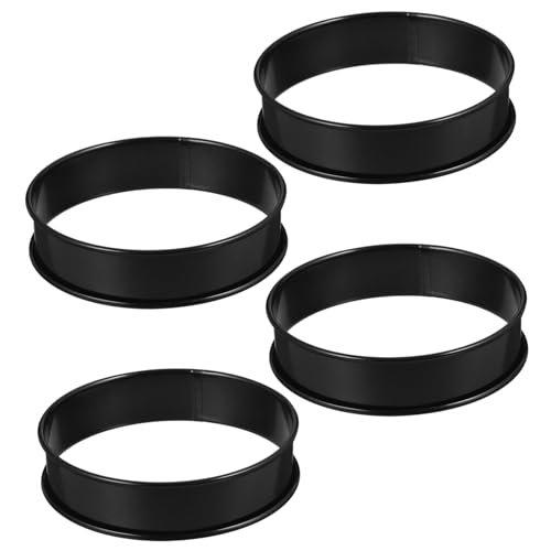 Hemobllo 4Pcs Non Stick Muffin Rings Rolled Edge Stainless Steel Baking for Pancakes Tart Crumpets Inner Diameter Easy to Clean Versatile Kitchen Tools for Baking