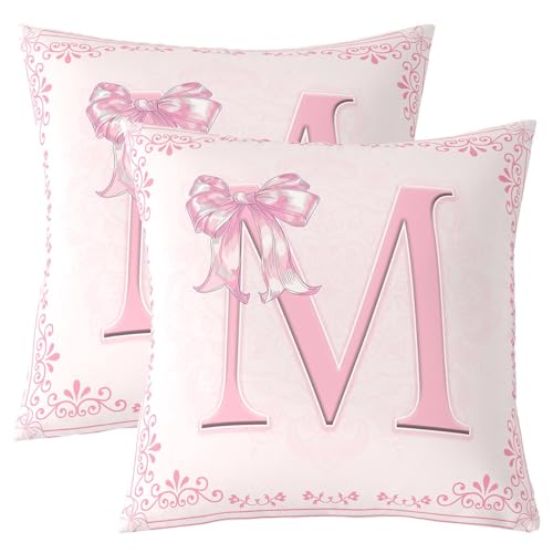 Housse de coussin initiale M avec nœud aquarelle pour une chambre magique