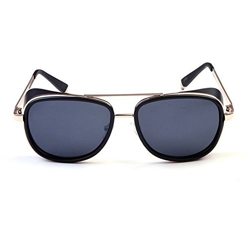 IRON MAN TONY Retro Sunglass Windshield Double Beam Square Metal Frame Glass C8