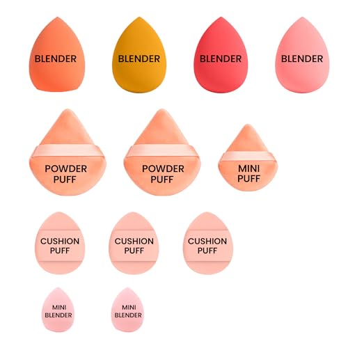 Image of Fashion Colour Just Dab!! 12PCS Makeup Sponge Set | Beauty Blender, Powder Puff & Cushion Puff | Foundation, Concealer & Powder Applicators | Soft, Flexible & Reusable | All Skin Types (02)