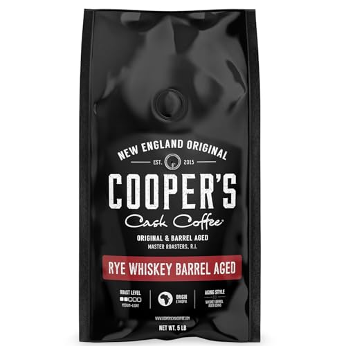 Rye Whiskey Barrel Aged Coffee, Single Origin Ethiopian Coffee Raw Beans Aged in Rye Whiskey Casks,...