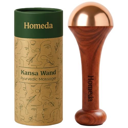 Homeda Kansa Wand Ayurveda Foot Massager - Indian Skincare Tool - SWA Kansa Wand for Feet & Face Relazation, Wellness & Detox - Ayurveda Gifts (Single Bowl)