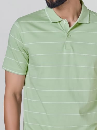 Image of XYXX Iinea Men's Stripe Cotton T-Shirt | Polo Collor Tshirts | Half Sleeves | Stripe-Slim Fit