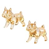 Arikyrist 2PCS Crystal Golden Dog Gifts for Women Animal Lovers Hand Blown Glass Dogs Figurines Paperweights for Men Table Home Decor