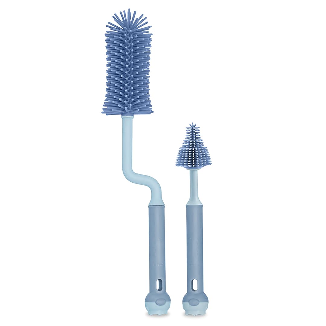 Tony Stark 360° Rotating Silicone Baby Bottle Cleaning Brush & Nipple Cleaner – Ergonomic Handle, Flexible Bristles for Deep Cleaning Narrow & Wide Neck Feeding Bottles (Blue)-image-49