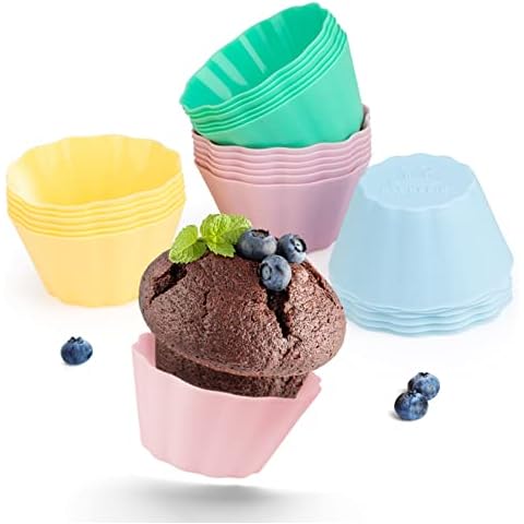 Backefix Silikon Muffinförmchen Premium 24 Stück Set je 7,5x4cm groß XXL Cover
