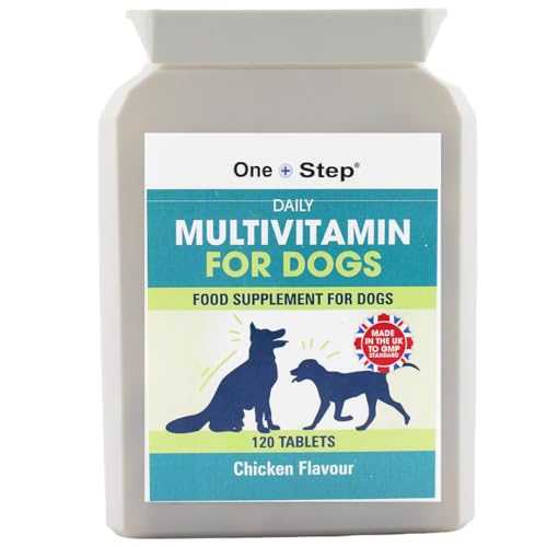 One Step: Multivitamin Supplement for Dogs | 120 Tablets | Bone Health, Immune System, Skin, Coat & Overall Vitality | Chicken Flavoured