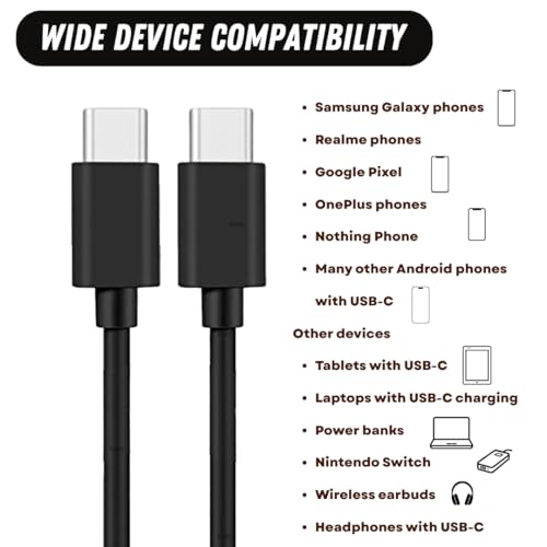 Image of 45W Type C To C PD Ultra-Fast Cable | Compatible with Samsung S25 /S24 /S24 /S23 /S22 /S21(Ultra /Fe) M36 /M35 /M07 /06 /05,(S /A /F /M)| Original Superfast Charging |Black
