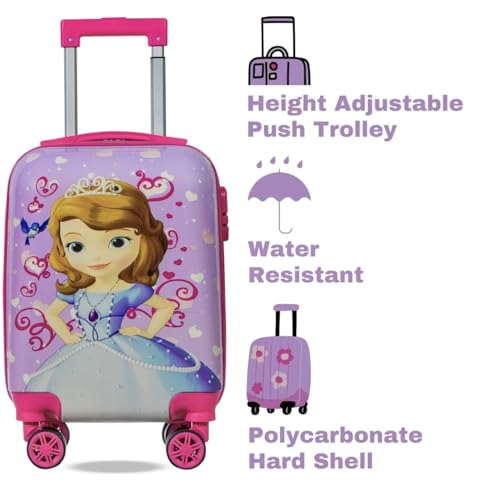 Image of ADSON Abs Kids Trolley 360 Rotating Luggage 360 Degree Wheels Non-Breakable 16 Inch Kids Hardsided Suitcase with 4 Wheels, 360 Degree Wheel Travel Trolley Bag (Design 12)