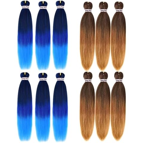 braiding hair 22 inch 6+6 ombre blue and 1B/30/27 Cover