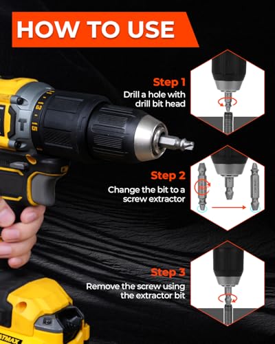 24 Piece Screw Extractor and Left Hand Drill Bits Set, Easy Out Screw Extractor Set with HSS Steel Reverse Drill Bit for Removing Stripped Damaged Broken Screw,Bolts,Nuts