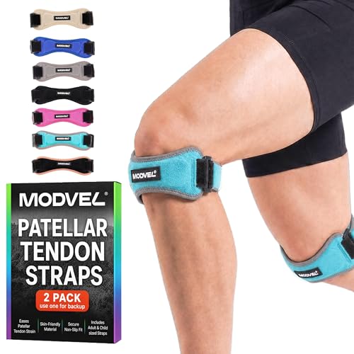 Image of Modvel Knee Strap Patella Tendon Support Brace Band, One Size, 2-Pack | Adjustable patellar tendon support strap reduces pressure on the patella; works as a knee strap, patella band and brace