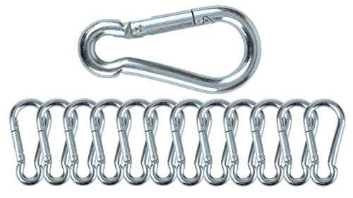 Branded Boards Heavy Duty Zinc-Galvanized Steel Carabiner Spring Snap Clip Link Hooks. 200-400lb