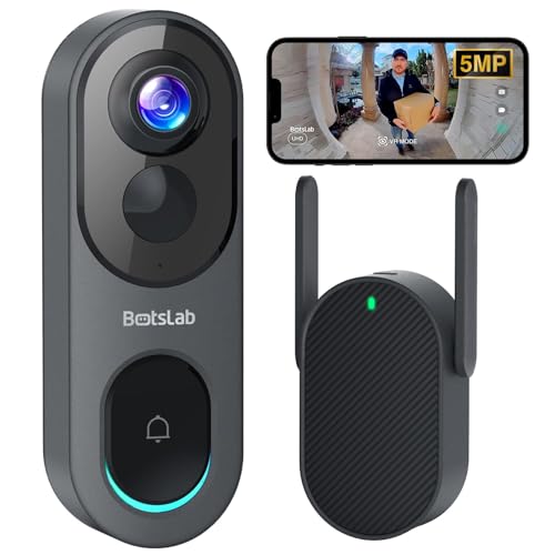 BOTSLAB 5MP Wireless Video Doorbell Camera,180° Head-to-Toe View, AI Motion