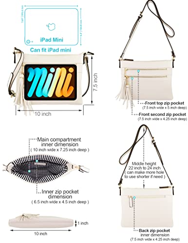 B BRENTANO Vegan Multi-Zipper Crossbody Handbag Purse with Tassel Accents4