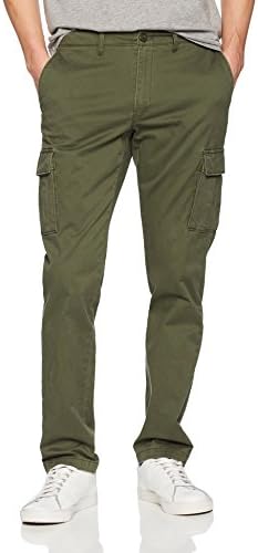 Goodthreads Men's Slim-Fit Vintage Comfort Stretch Cargo Pant, Dark Green, 28W x 32L