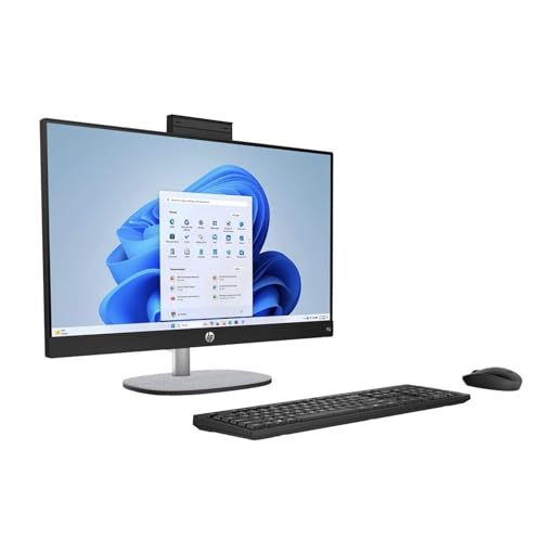 Image of HP 24 Copilot+ AIO (All-in-One) PC 23.8 inch Touch IPS FHD with Adjustable Tilt | AMD Ryzen AI 5 340, (Beats i7-1250U) 50 Tops AI, 32GB DDR5, 512GB PCIe SSD, WiFi 6, IR Webcam, Wireless KB /Mouse, Win 11 Home
