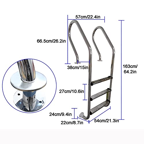 Escalera para piscina con barandilla 3 peldaños acero inox miniatura 3