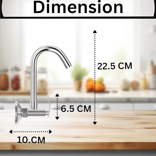 Image of Gloxy Premium Brass 2 in 1 Wall Mounted Sink Mixer with 360 Swivel Spout - Delight Lever Kitchen Sink Mixer With Chrome Finish - Hot & Cold Water Mixer for Bathroom & Kitchen Sink - 10 Years Warranty