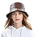 ZLYC Unisex Fashion Bucket Hat PU Leather Rain Hat Waterproof (Brown)