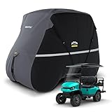 Rosefray ゴルフカートカバー – 高耐久420Dオックスフォード生地、防水&防風デザイン – クラブカー、EZGO、ヤマハ2+2/4乗用カートにフィット ブラック/グレー