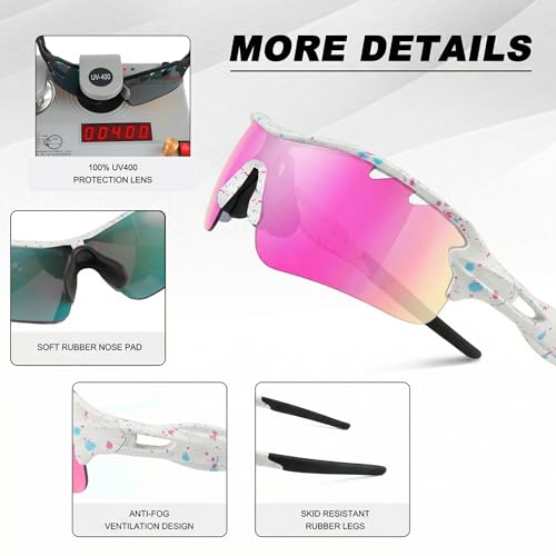 Image of BangLong Polarized UV400 Sports Sunglasses with 5 Lenses for Men Women | TR90 Flexible Frame, 5 Interchangeable Lens with RX Insert, 0.9oz Sports Glasses for Running Cycling Baseball Hiking