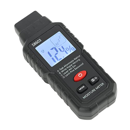 OUKENS Wood Moisture Meter, Digital Moisture Detector, ABS Wood Humidity Tester Light Weight Timber Damp Detector for Home Garden Yard