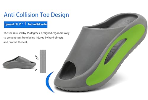 Slide Sandals Men Women Platform Comfortable Slippers Non-Slip Lightweight Shower Shoes,Grey 10.5-11 Women/9.5-10 Men3