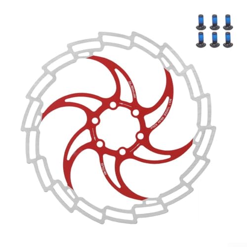 180 mm Scheibenbremse für Fahrrad für Rotor mit Edelstahl und 6 Befestigungsschrauben (rot)
