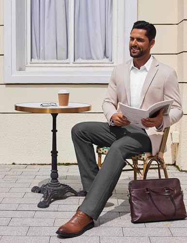 COOFANDY Mens Dress Pants Regular Fit Flat Front Pant Expandable Waist Casual Slacks4