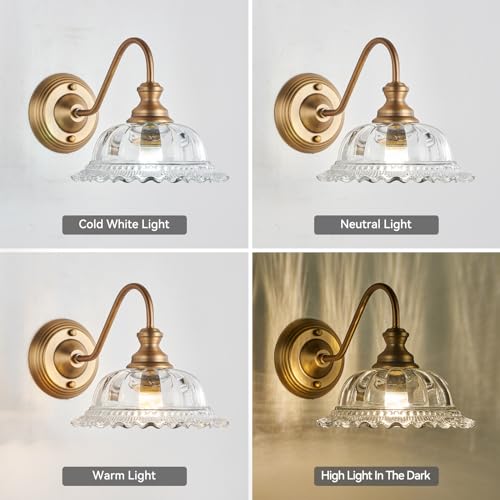 Image of HDDFL Vintage Wall Scone Bedside Wall Lamp Matte Brass Bedside Light Fixtures Antique in Door Lighting Fixture for Living Room Porch Staircase Drawing Room Bedroom