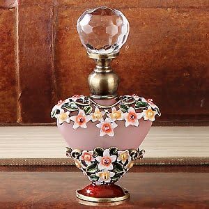 Heart Shaped Crystal Jewel Perfume Bottle Scented Fragrance Container, Red