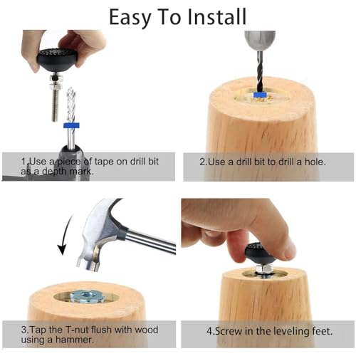 Patas ajustables M8 para nivelar muebles inestables con tuercas en T 8