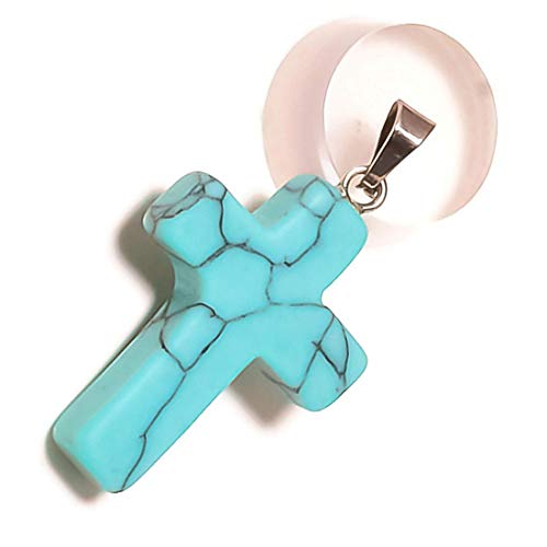 13.45 Cts Blue Turquoise Beads Gemstone Handmade Small Cross Pendant Beaded Jewelry 6