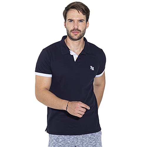 Kit 02 Camisas Gola Polo Piquet Masculina Básica Casual Polo Marine (M, Azul marinho e vinho)