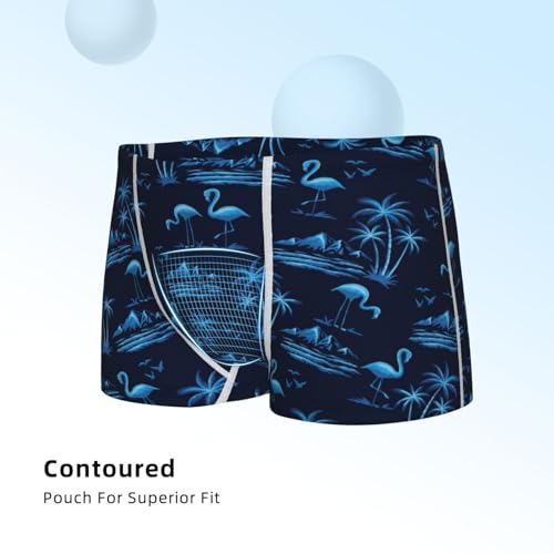 Boys' Cotton Boxer Brief Soft Underwear-Blue Flamingo Birds4