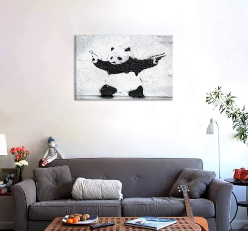 バンクシー パンダ ポスター アートパネル 絵画 モダン 壁掛け装飾 ソファー背景絵画 部屋、バスルーム、オフィス、バー エントランス装飾絵画 木枠付き完成品 [5]