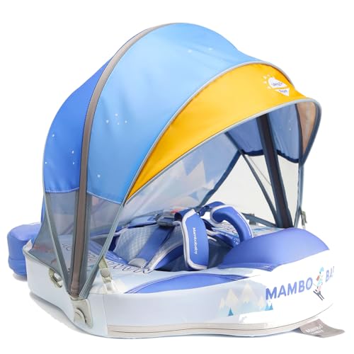 Image of Lurui Baby Floats for Pool with Canopy Removable Sun Protection Canopy Mambobaby Float Non Inflatable Upgrade Add Tail Avoid Flip Waterproof Skin-Friendly Infant Swim Float 3-24 Months