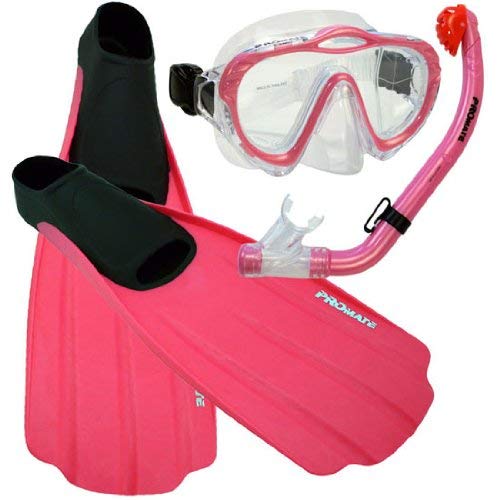 PROMATE Junior Snorkeling Scuba Diving Mask Dry Snorkel Full Foot Fins Set for Kids