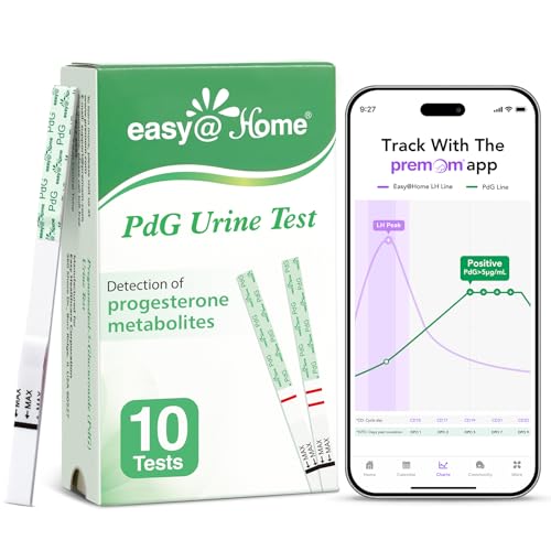 Easy@Home PdG Test Strips: 10 Pack - Track Ovulation Insights with Progesterone Urine Tests – at Home Fertility Test for Women with Premom Ovulation App - PdG (Pregnanediol Glucuronide) Tests