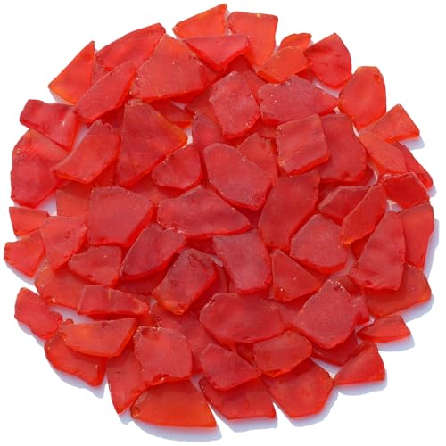 QYGL Sea Glass for Crafts - 46oz Red Frosted Seaglass Pieces