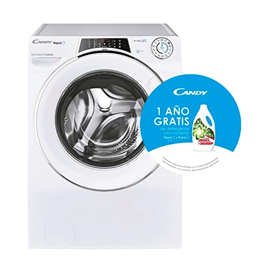 Candy RapidO RO 16106DWMCE/1-S, Lavadora 10 KG, 1600 RPM, Pantalla Smart Text, Wi-Fi, Alexa, Google Home, 9 Ciclos Rápidos, Motor Inverter, Vapor, Inicio Diferido 24H, Higiene+, 80 DB, Clase A, Blanco