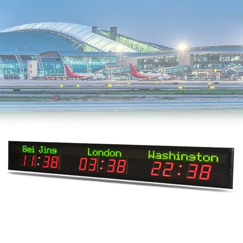 COYEUX Horloge Mondiale 3 Villes, Horloge numérique LED, réglage de la luminosité sur 5 Niveaux, calibrage Automatique, pour hôtel et multinationale