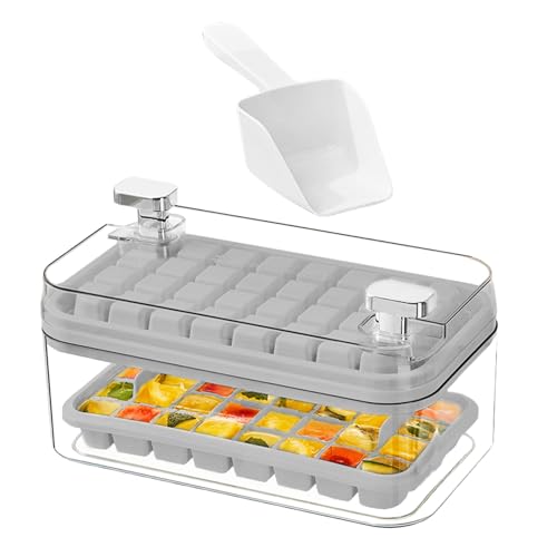 Bandeja de cubitos de hielo con tapa y contenedor | Bandeja portátil para hacer hielo para congelador, moldes cuadrados para cubitos de hielo de cóctel con caja de almacenamiento para bebidas,